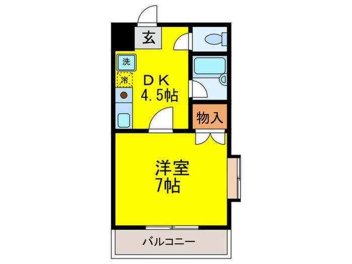 地下鉄御堂筋線 西田辺駅 徒歩6分 5階建 築29年(1DK/2階)の間取り写真