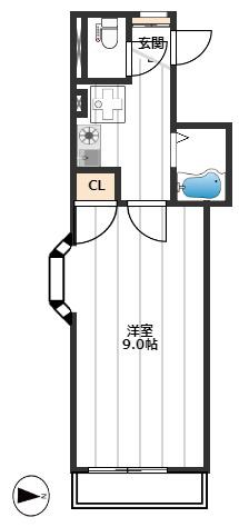 ドミール板橋本町(1K/3階)の間取り写真
