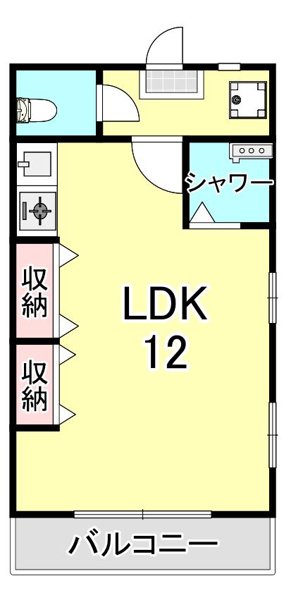 本庄ハウス(ワンルーム/3階)の間取り写真