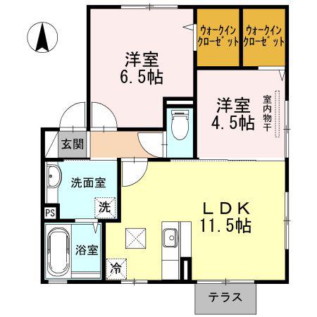 メゾン・ド・アンジュ(2LDK/1階)の間取り写真