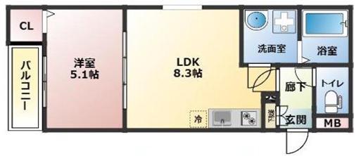 D.CREART松原FELIZ(1LDK/1階)の間取り写真