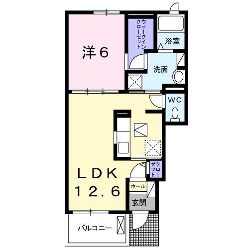 グランデール興浜III(1LDK/1階)の間取り写真