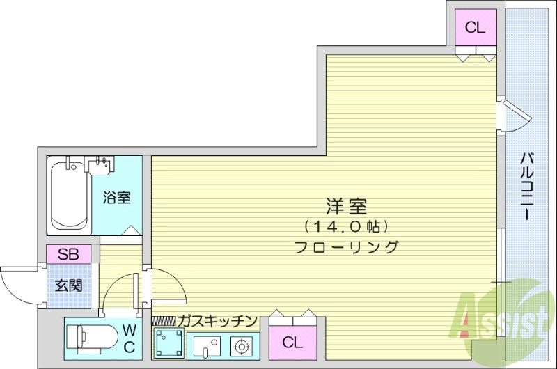 グランテラス柏木(ワンルーム/4階)の間取り写真