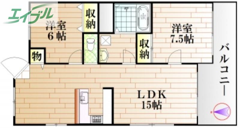 LA VUE(2LDK/1階)の間取り写真
