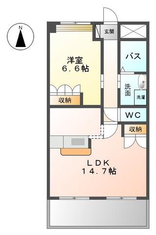 ブルーローズ(1LDK/3階)の間取り写真