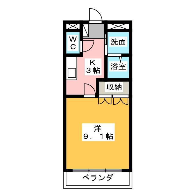 VILLAGEII(1K/1階)の間取り写真