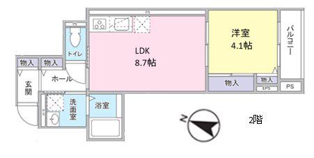 YSジュピター(1LDK/2階)の間取り写真