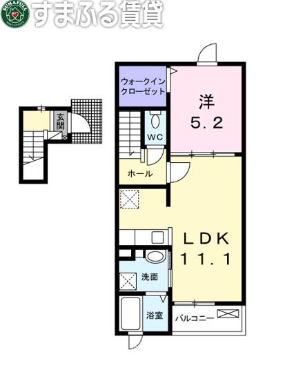 ヴァン ベール(1LDK/2階)の間取り写真