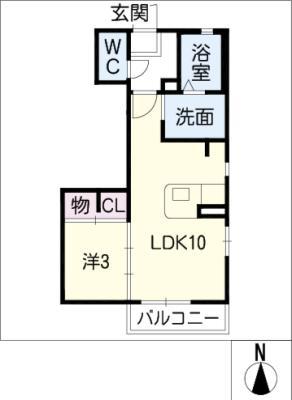カリフォルニアハウス(1LDK/1階)の間取り写真