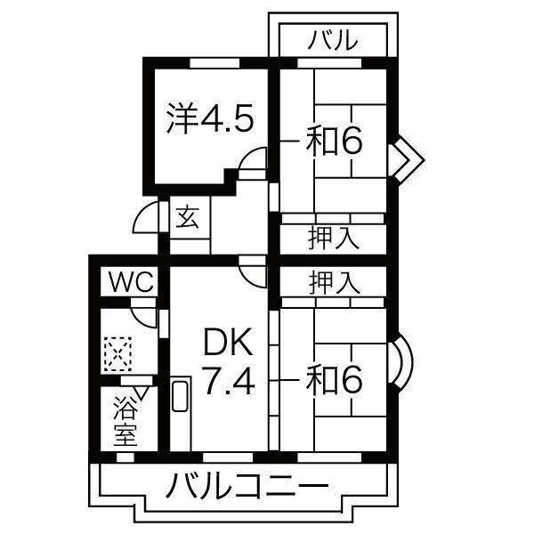 グランメール(3DK/2階)の間取り写真