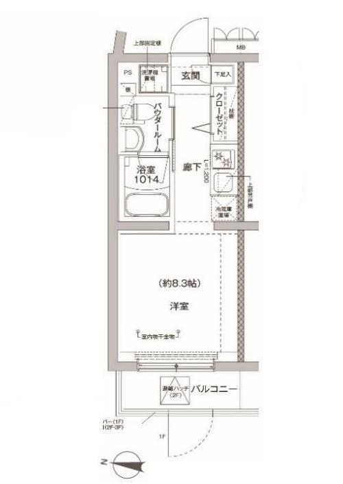 RELUXIA方南町II(ワンルーム/2階)の間取り写真