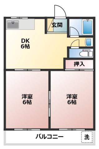 T&Kハイツ(2DK/3階)の間取り写真