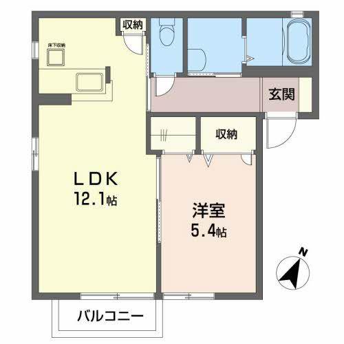 フォーム西多賀(1LDK/1階)の間取り写真