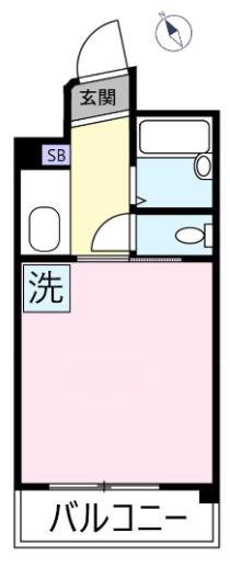 エルウイング立川二番館(1K/2階)の間取り写真