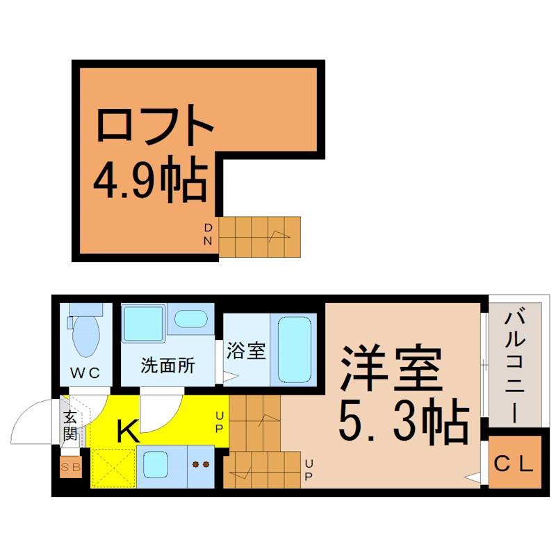 HOUSE OF EIGHT(1SK/2階)の間取り写真