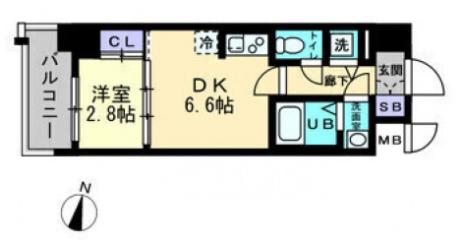 ミラージュパークフロント(1DK/7階)の間取り写真