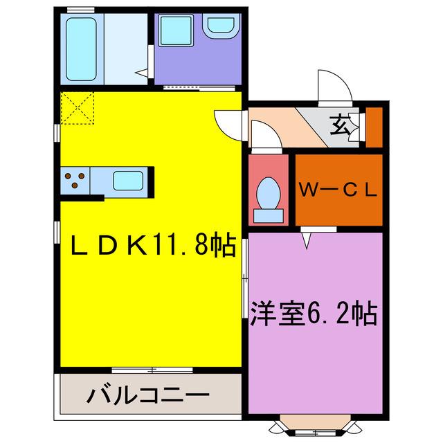 カルムリー福崎B・C(1LDK/2階)の間取り写真