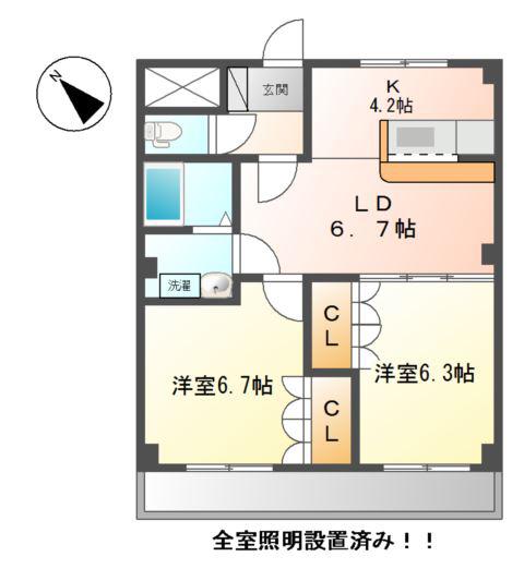 プレステージ壱番館(2LDK/2階)の間取り写真