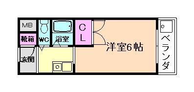 カームヒル箕面(1K/4階)の間取り写真