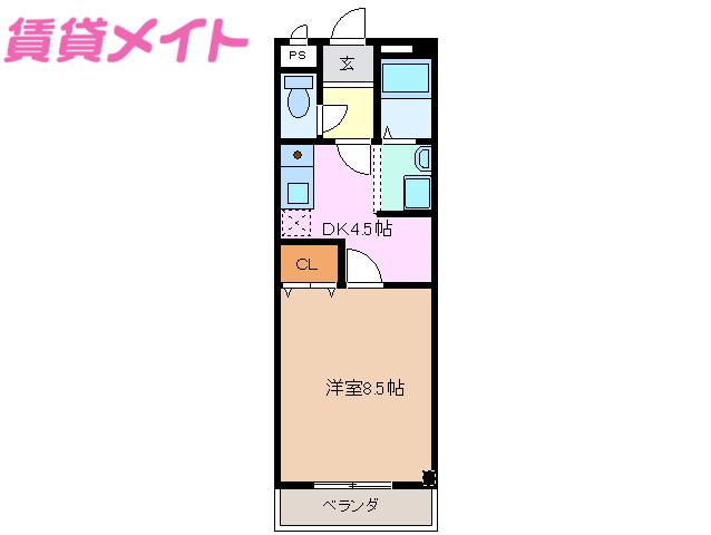 ブランシェ(1DK/3階)の間取り写真