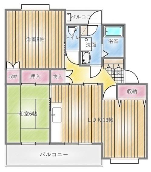 コーワ長町(2LDK/2階)の間取り写真