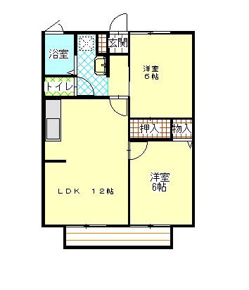 プラムコートA(2LDK/2階)の間取り写真