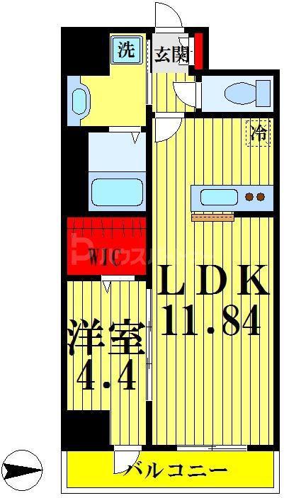 パークリヴィエール(1LDK/4階)の間取り写真