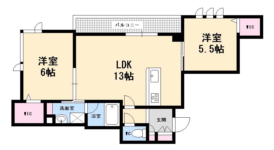 リアン古江(2LDK/2階)の間取り写真