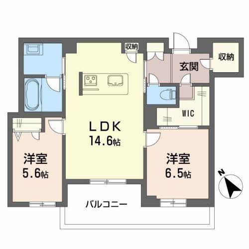 シャーメゾン ヴィラ 平田台(2LDK/3階)の間取り写真
