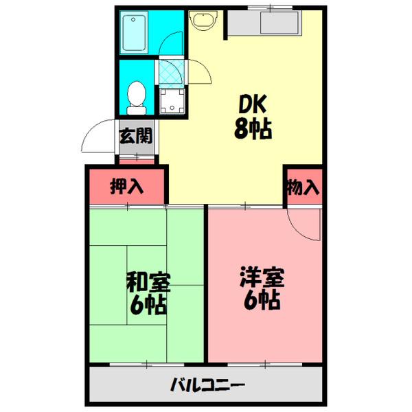 山一寿ハイツ(2DK/3階)の間取り写真