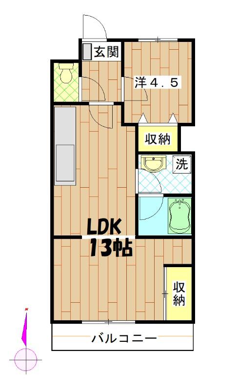 ホーリーハイツ(1LDK/1階)の間取り写真