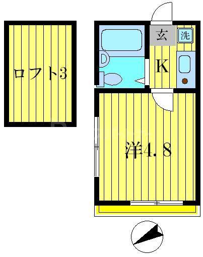 シャンテ青戸II(1K/3階)の間取り写真