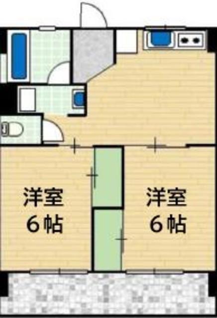 川瀬コーポラス(2LDK/1階)の間取り写真