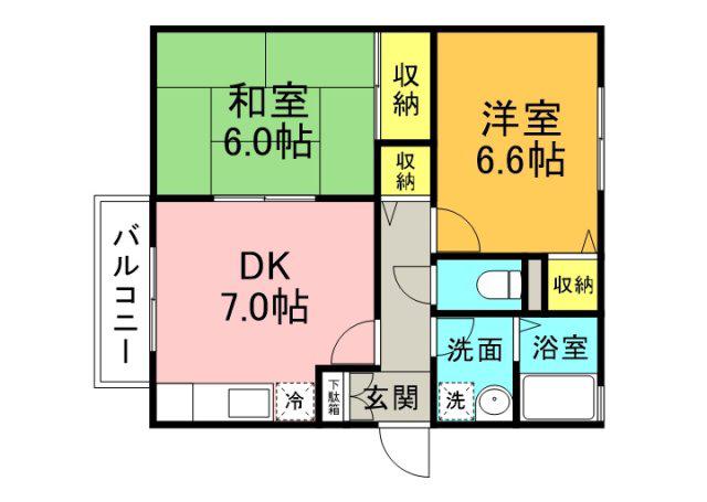 セジュールISHIDA A(2DK/2階)の間取り写真