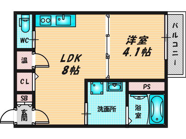 F ASEIA LEAND(1LDK/1階)の間取り写真