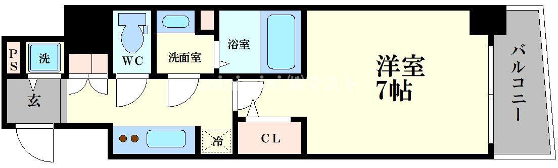 S-RESIDENCE福島玉川TRES(1K/9階)の間取り写真