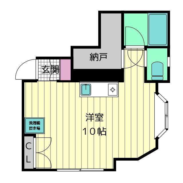 竹ハイム(ワンルーム/1階)の間取り写真