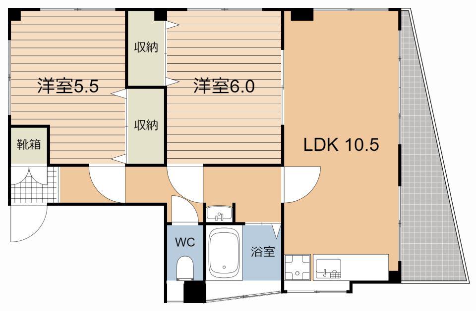 轟木ビル(2LDK/3階)の間取り写真