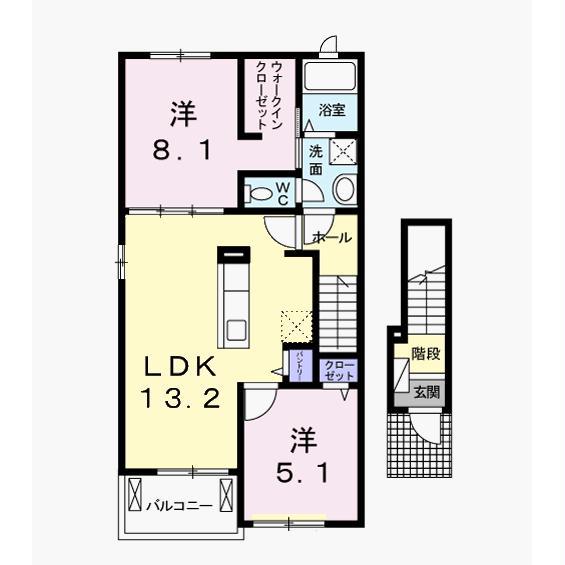 ネオ・ガジュマル A・B(2LDK/2階)の間取り写真