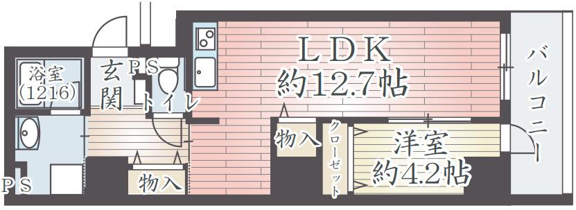 アーベル更紗北堀江(1LDK/2階)の間取り写真