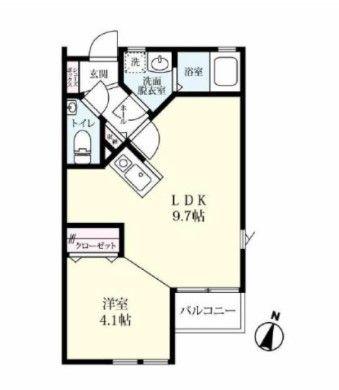 プレミアムアイランド若楠 B(1LDK/2階)の間取り写真