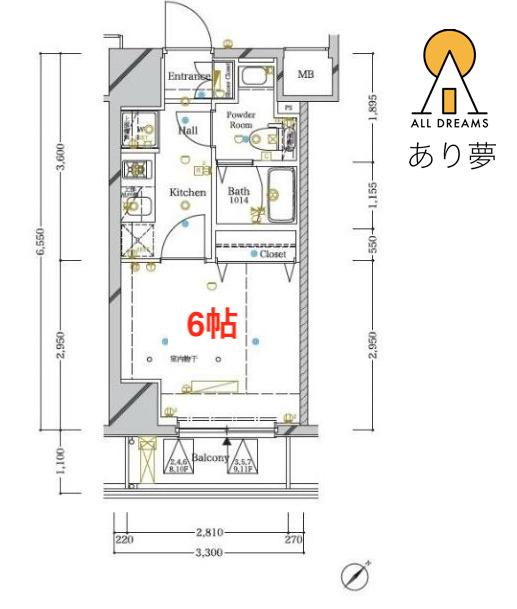 アルテシモ アーチ(1K/3階)の間取り写真
