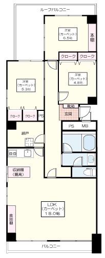 エステート吉祥寺(3SLDK/5階)の間取り写真