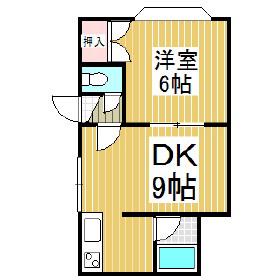 プラティークジョア(1DK/2階)の間取り写真