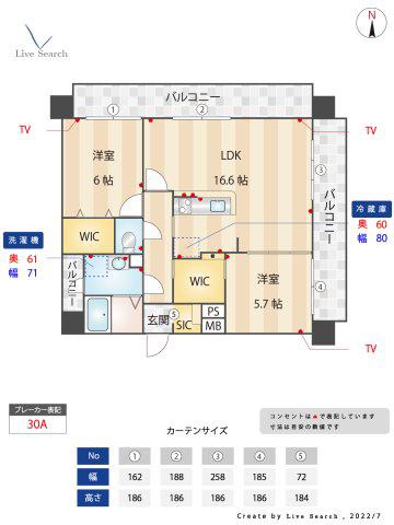 アクシオン箱崎プレミアム(2LDK/5階)の間取り写真