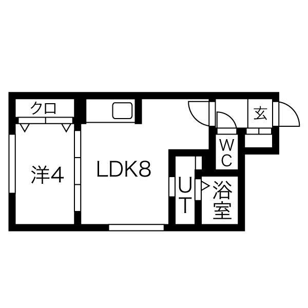 フラットJ南郷通(1LDK/1階)の間取り写真