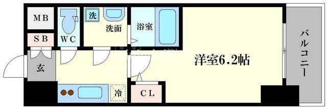 エスレジデンス南堀江(1K/13階)の間取り写真