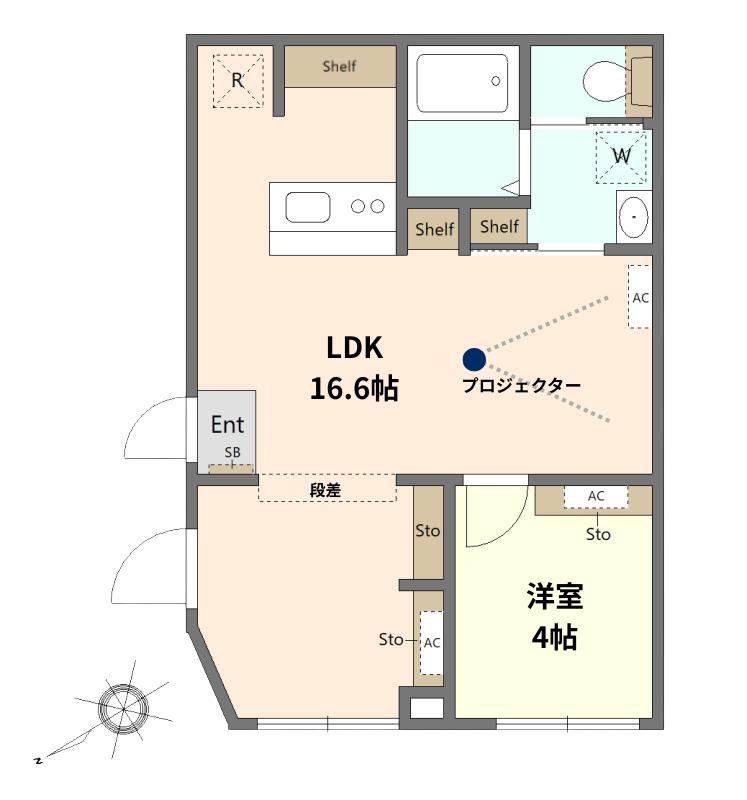 PER ASPERA 門前仲町(1LDK/B1階)の間取り写真