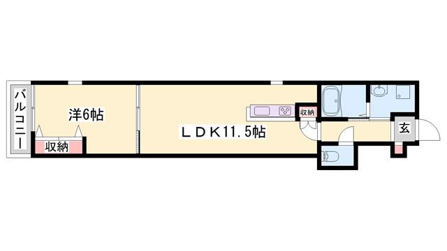 コティ姫路(1LDK/3階)の間取り写真