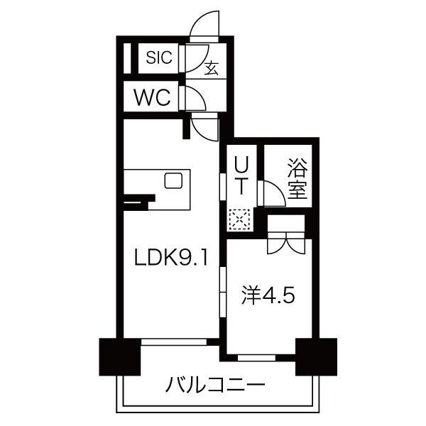 SK RESIDENCE(1LDK/11階)の間取り写真